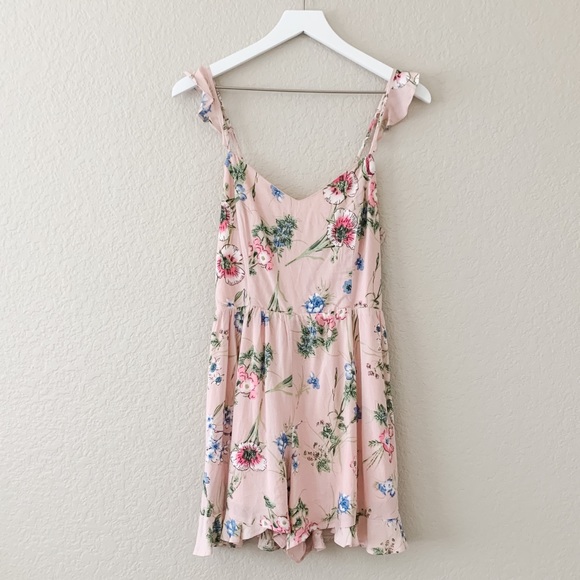 Daisy Shoppe Pink Floral Tank Romper Jumpsuit M - Picture 1 of 6